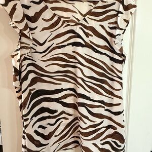 CAbi Zebra Print Blouse - Brown and Black
